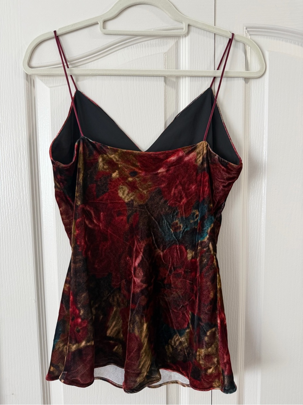 Ralph Lauren Burgundy Velvet Floral Spaghetti Strap Cami - Picture 3 of 4